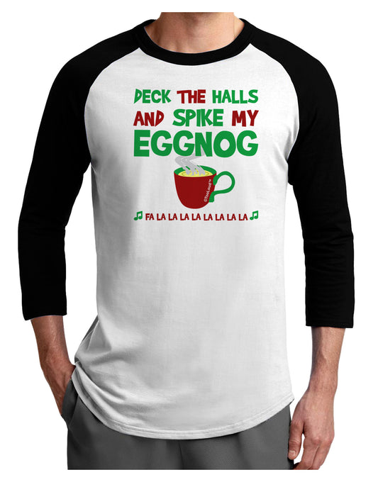 Spike My Eggnog Adult Raglan Shirt-Raglan Shirt-TooLoud-White-Black-X-Small-Davson Sales