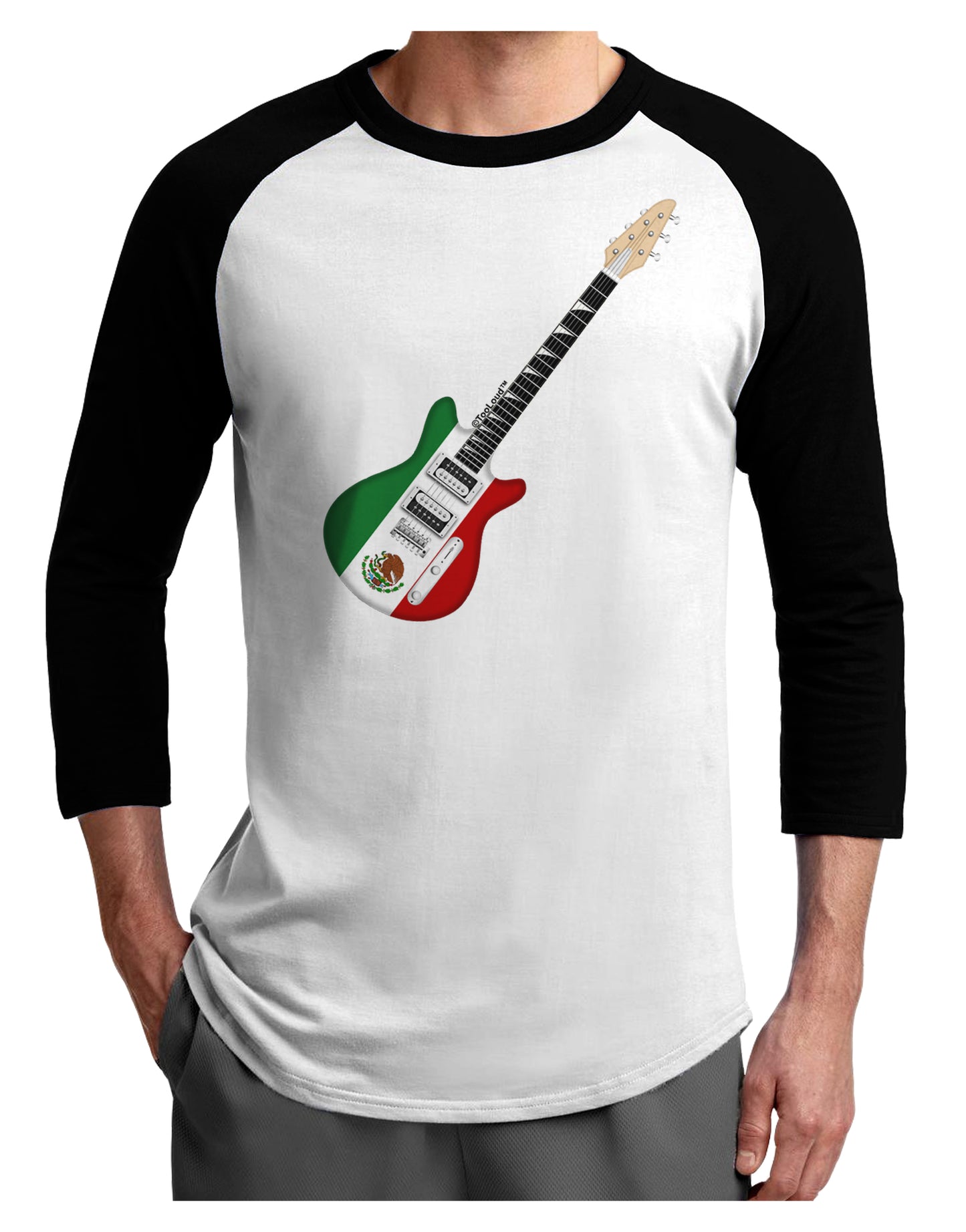 Mexican Flag Guitar Design Adult Raglan Shirt by TooLoud-TooLoud-White-Black-X-Small-Davson Sales
