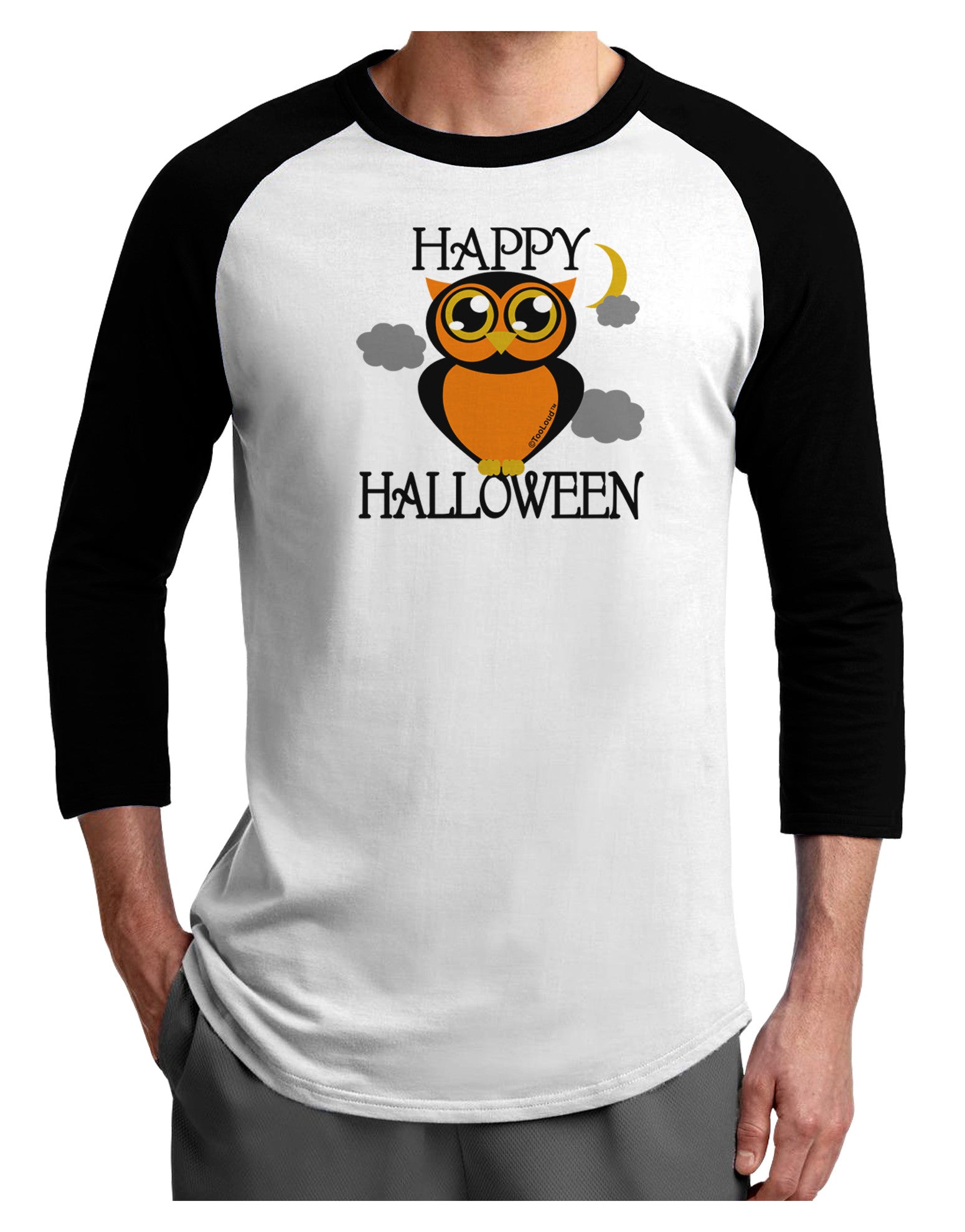 Owl Orange Text Adult Raglan Shirt-Raglan Shirt-TooLoud-White-Black-X-Small-Davson Sales