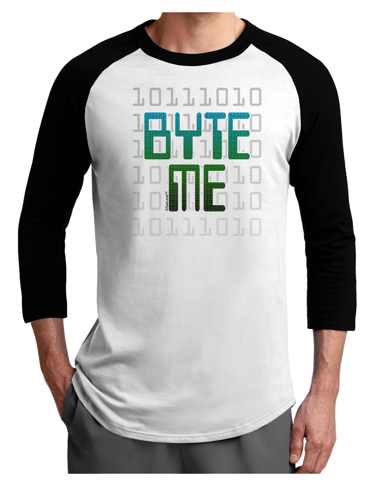 Byte Me Adult Raglan Shirt-Raglan Shirt-TooLoud-White-Black-X-Small-Davson Sales