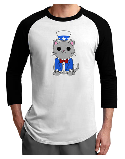 Patriotic Cat Adult Raglan Shirt by TooLoud-TooLoud-White-Black-X-Small-Davson Sales