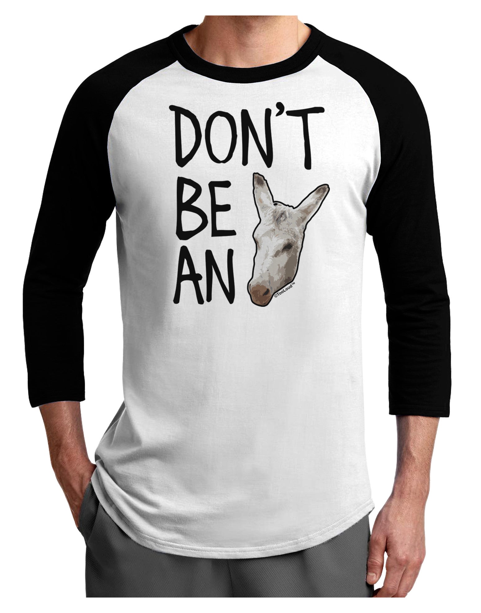 Don't Be An Ass Adult Raglan Shirt-Raglan Shirt-TooLoud-White-Black-X-Small-Davson Sales