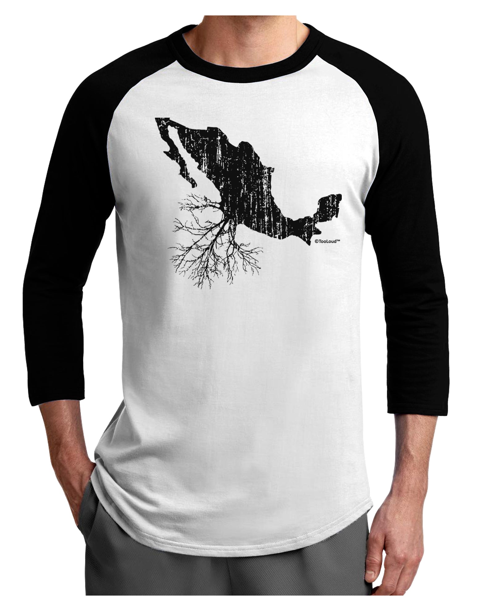 Mexican Roots Design - Distressed Adult Raglan Shirt by TooLoud-TooLoud-White-Black-X-Small-Davson Sales