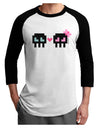 8-Bit Skull Love - Boy and Girl Adult Raglan Shirt-TooLoud-White-Black-X-Small-Davson Sales