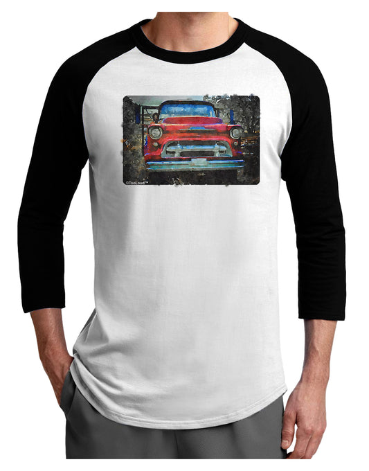 TooLoud Vintage Truck Watercolor Adult Raglan Shirt-TooLoud-White-Black-X-Small-Davson Sales