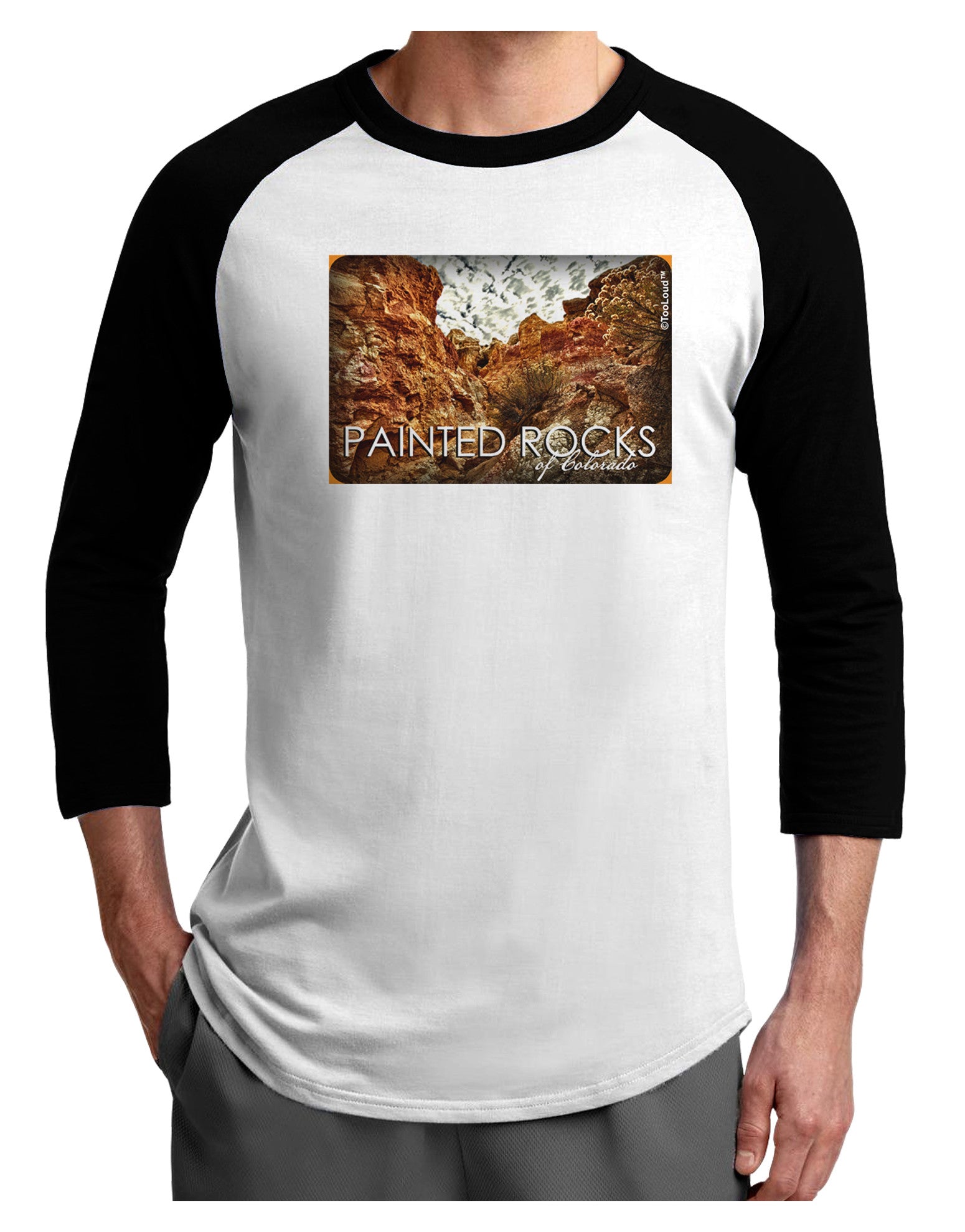 Colorado Painted Rocks Text Adult Raglan Shirt-Raglan Shirt-TooLoud-White-Black-X-Small-Davson Sales