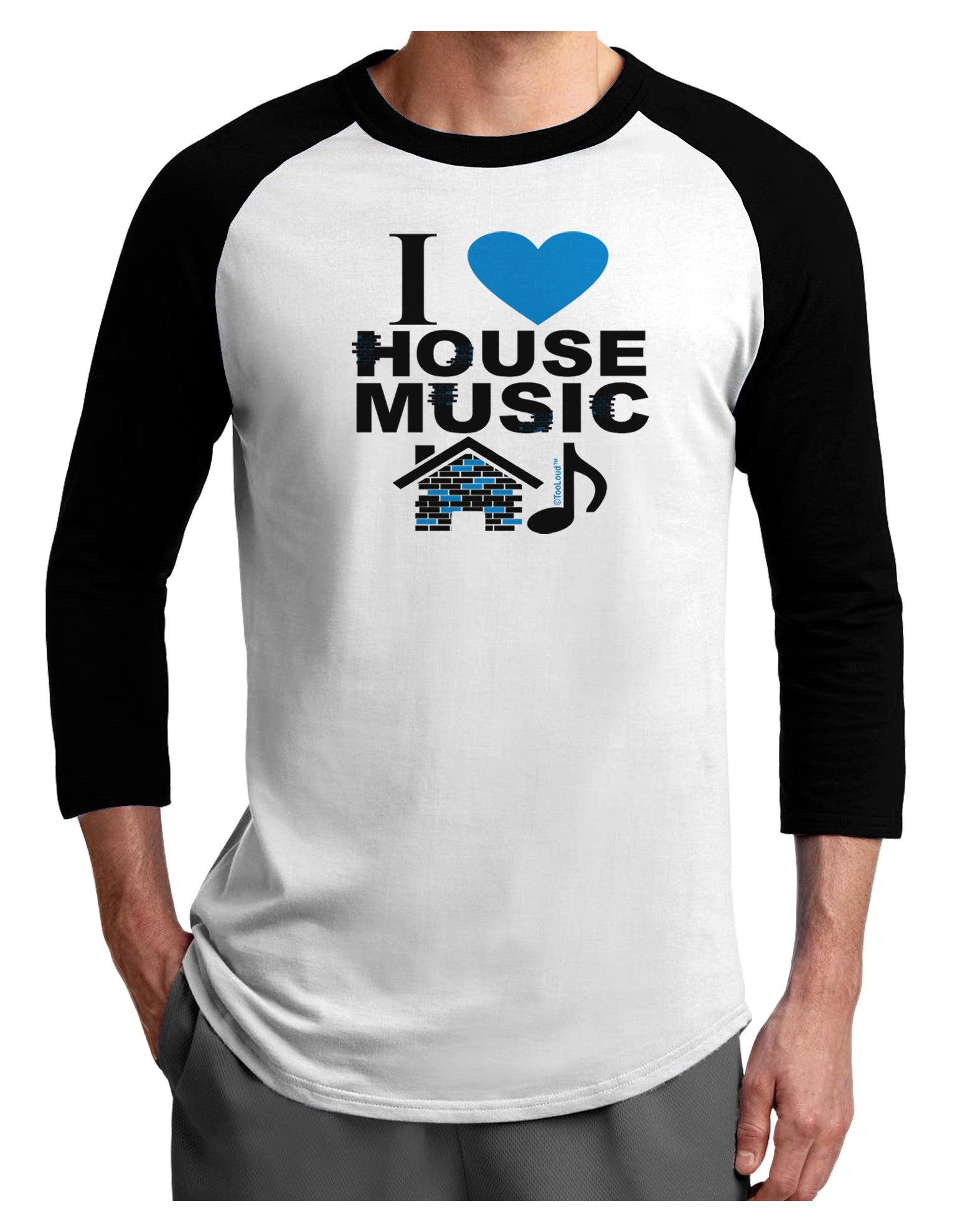 I Love House Blue Adult Raglan Shirt-Raglan Shirt-TooLoud-White-Black-X-Small-Davson Sales