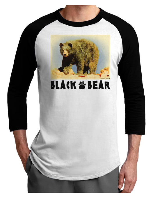 Black Bear Watercolor Adult Raglan Shirt-TooLoud-White-Black-X-Small-Davson Sales