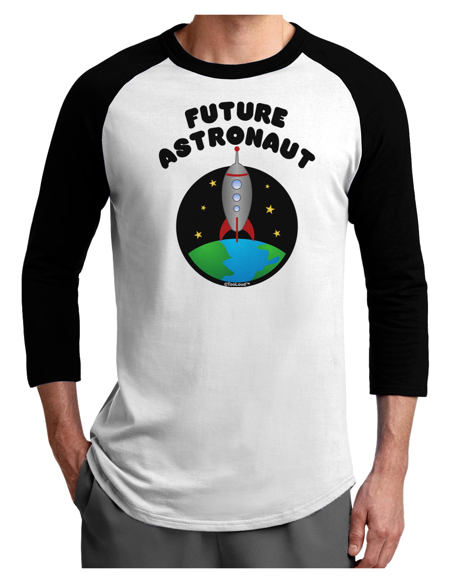 Future Astronaut Color Adult Raglan Shirt-TooLoud-White-Black-X-Small-Davson Sales