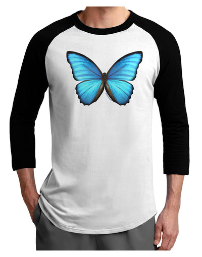 Big Blue Butterfly Adult Raglan Shirt-Raglan Shirt-TooLoud-White-Black-X-Small-Davson Sales