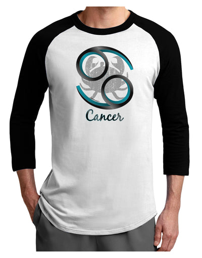 Cancer Symbol Adult Raglan Shirt-TooLoud-White-Black-X-Small-Davson Sales