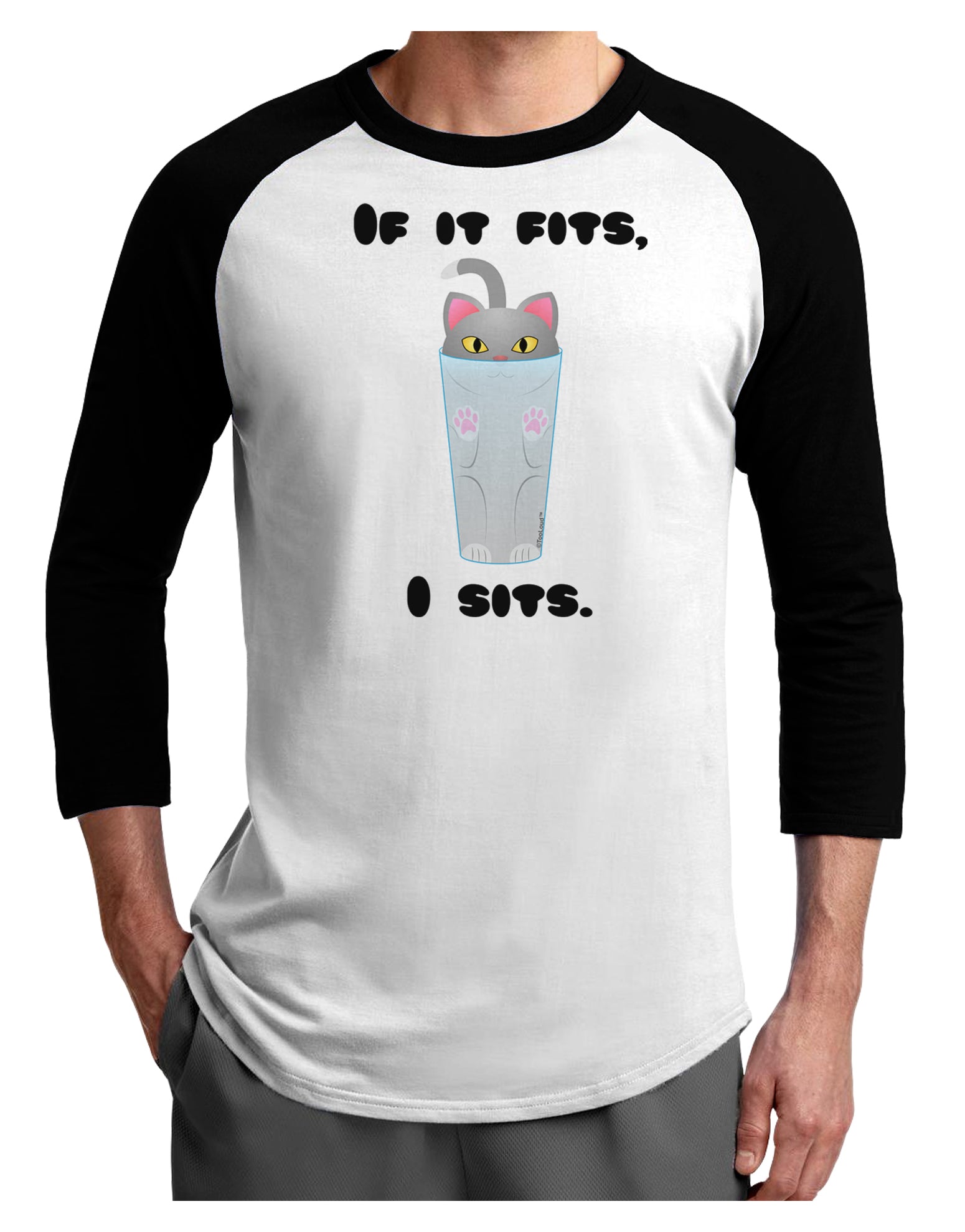 If It Fits - Cute Cat Design Adult Raglan Shirt by TooLoud-TooLoud-White-Black-X-Small-Davson Sales