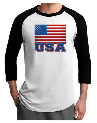 USA Flag Adult Raglan Shirt by TooLoud-TooLoud-White-Black-X-Small-Davson Sales