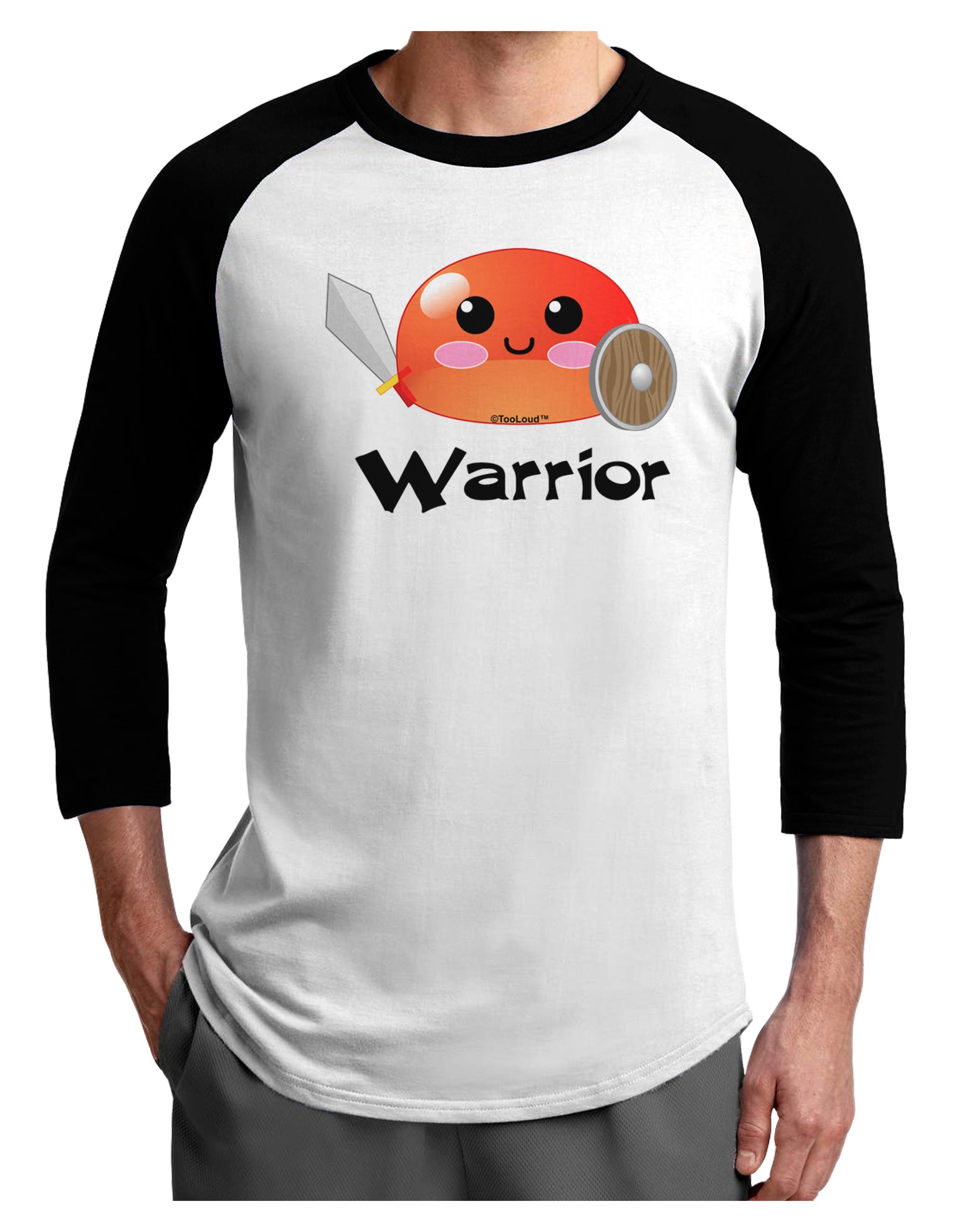 Cute RPG Slime - Warrior Adult Raglan Shirt by TooLoud-TooLoud-White-Black-X-Small-Davson Sales