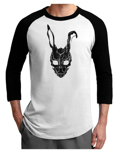 Scary Bunny Face Black Distressed Adult Raglan Shirt-TooLoud-White-Black-X-Small-Davson Sales