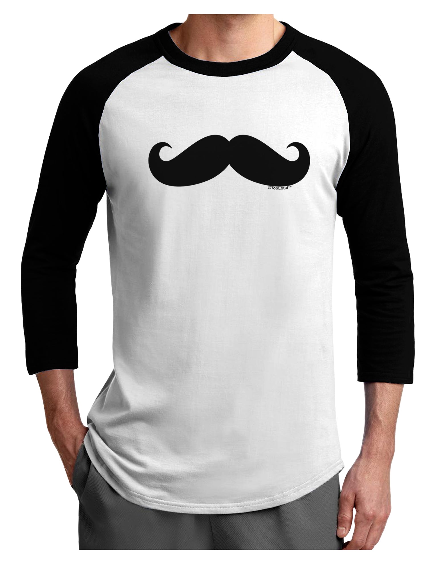 Big Fancy Mustache Adult Raglan Shirt-Raglan Shirt-TooLoud-White-Black-X-Small-Davson Sales