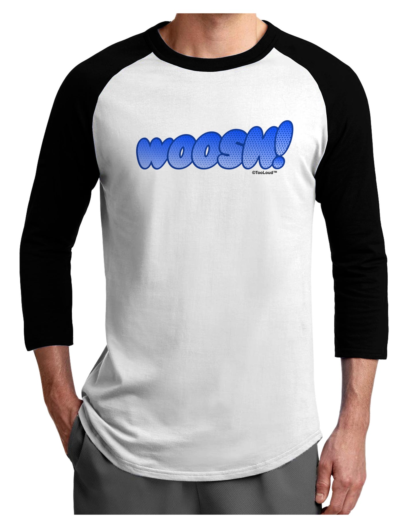 Onomatopoeia WOOSH Adult Raglan Shirt-TooLoud-White-Black-X-Small-Davson Sales