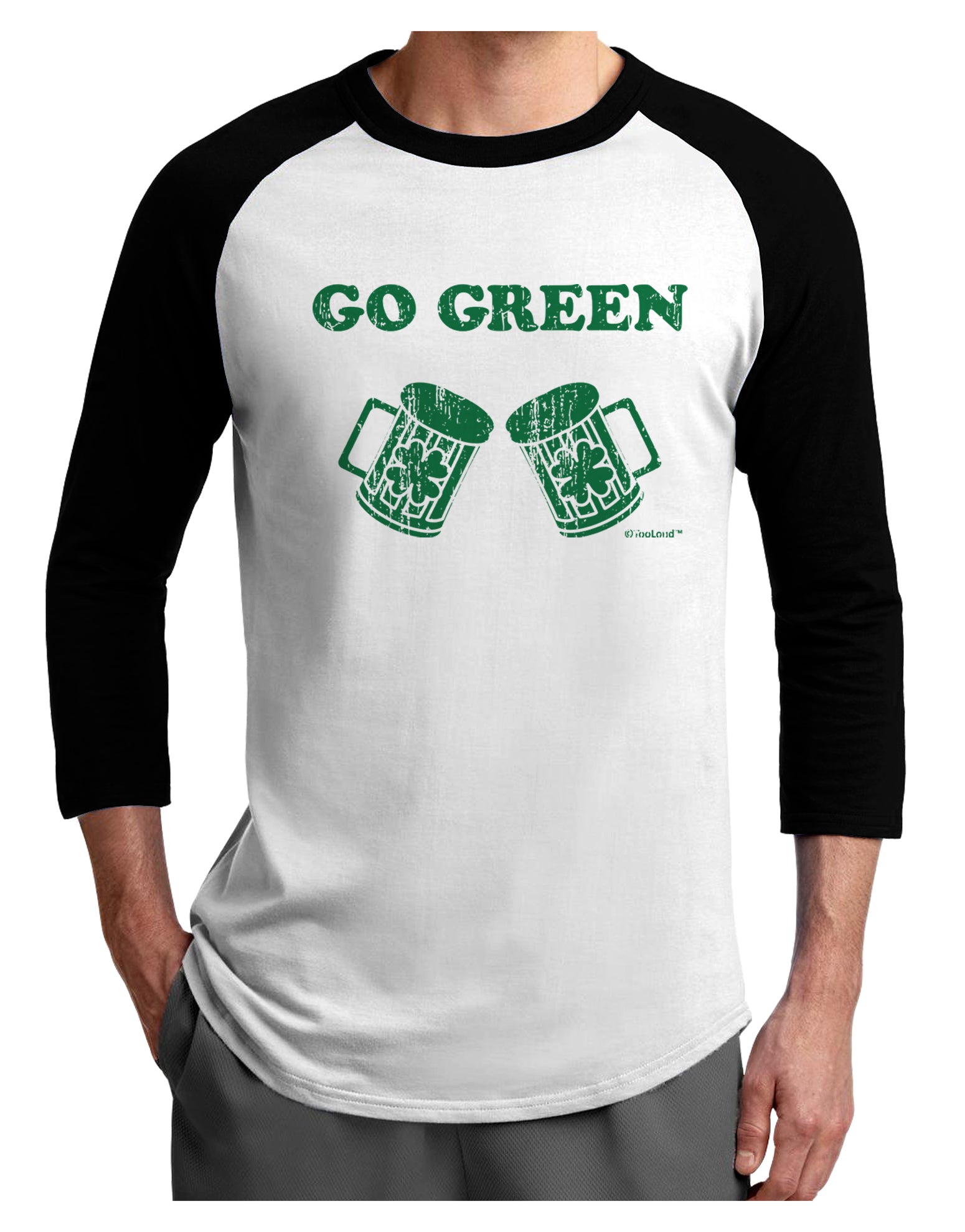 Go Green - St. Patrick's Day Green Beer Adult Raglan Shirt by TooLoud-Mens T-Shirt-TooLoud-White-Black-X-Small-Davson Sales