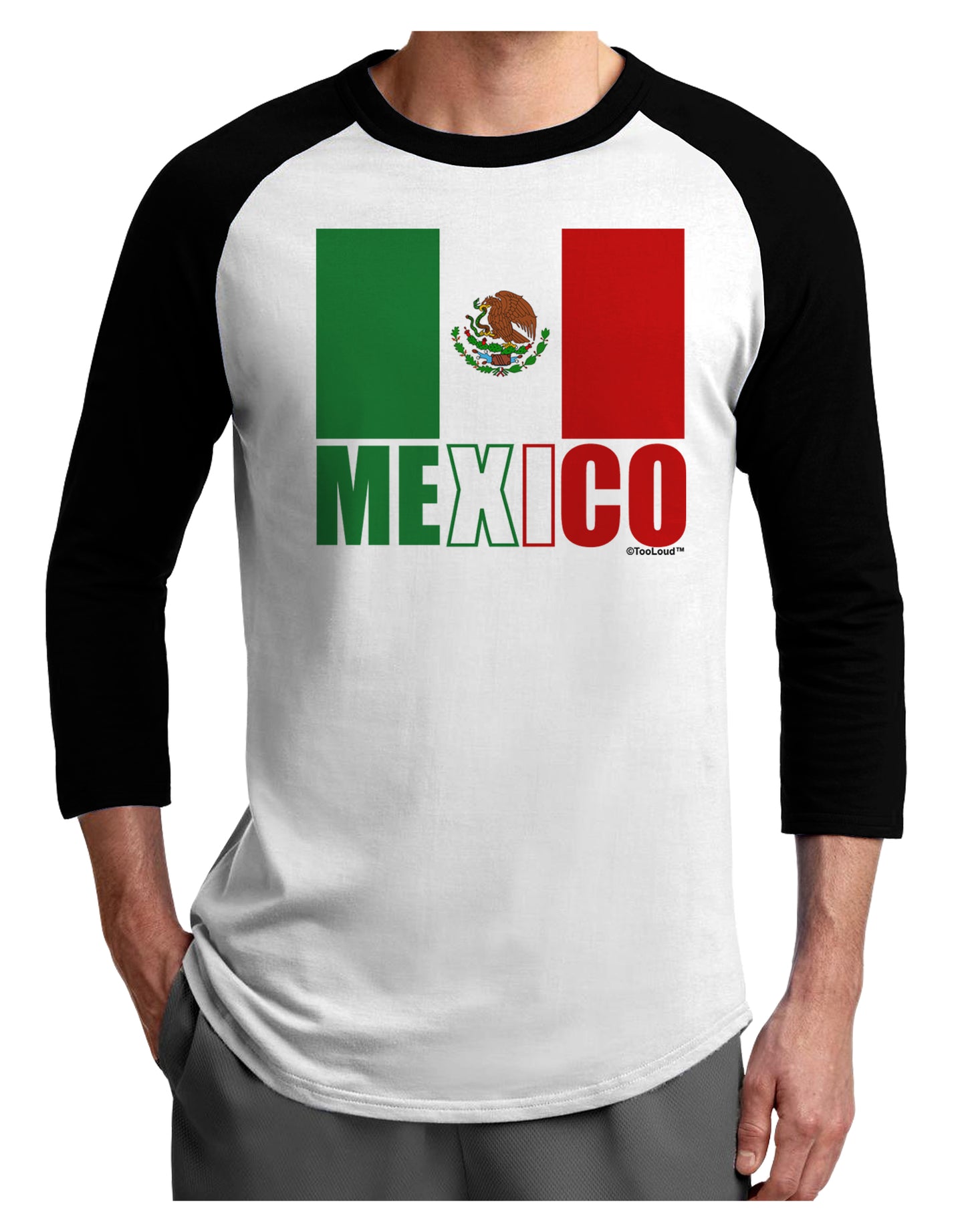 Mexican Flag - Mexico Text Adult Raglan Shirt by TooLoud-TooLoud-White-Black-X-Small-Davson Sales