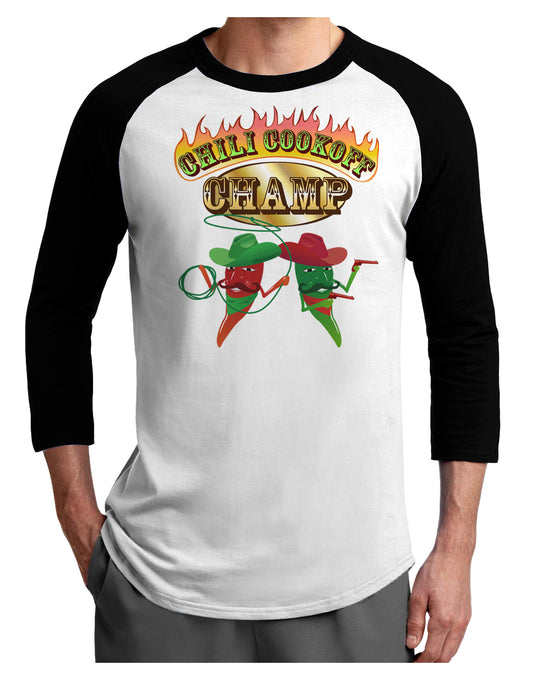 Cowboy Chili Cookoff Champ Adult Raglan Shirt-Raglan Shirt-TooLoud-White-Black-X-Small-Davson Sales