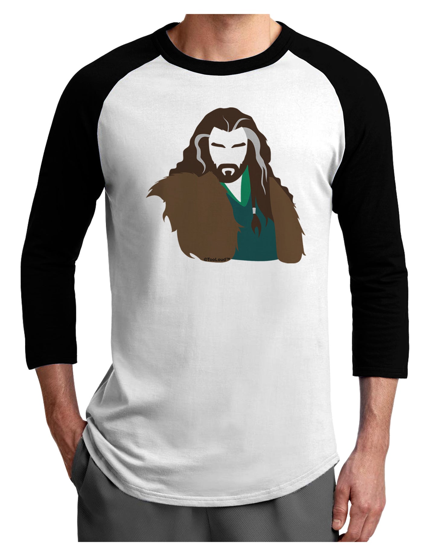 Dwarf King Adult Raglan Shirt-TooLoud-White-Black-X-Small-Davson Sales
