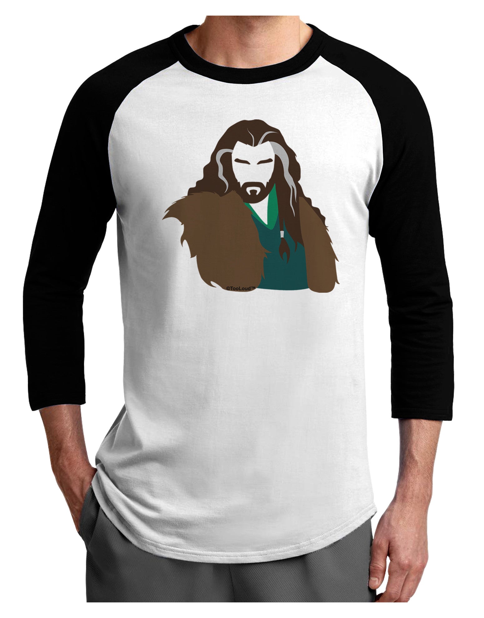 Dwarf King Adult Raglan Shirt-TooLoud-White-Black-X-Small-Davson Sales