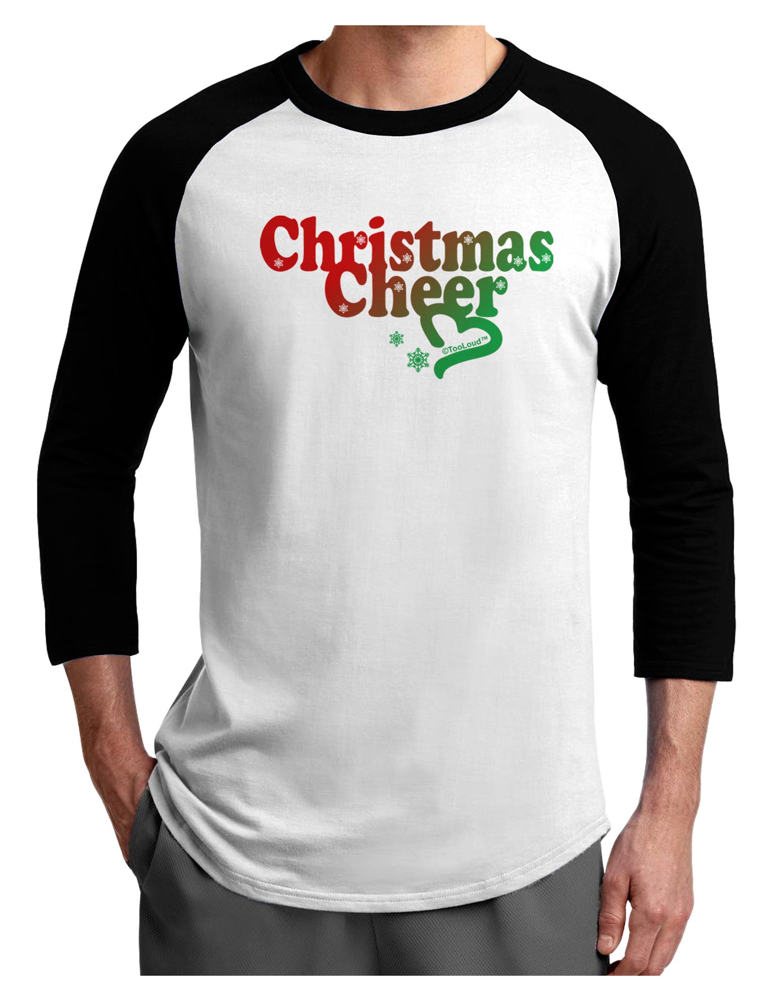 Christmas Cheer Color Adult Raglan Shirt-Raglan Shirt-TooLoud-White-Black-X-Small-Davson Sales
