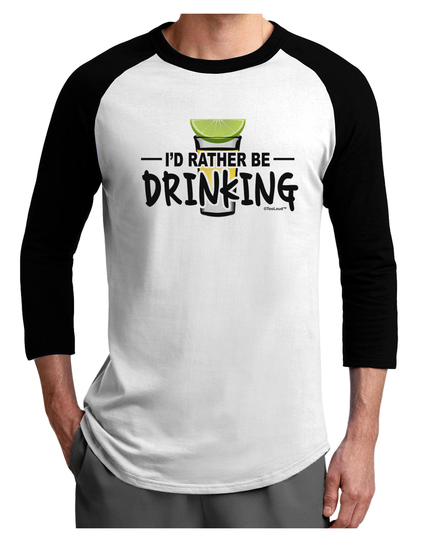 I'd Rather Be Drinking Adult Raglan Shirt-Raglan Shirt-TooLoud-White-Black-X-Small-Davson Sales
