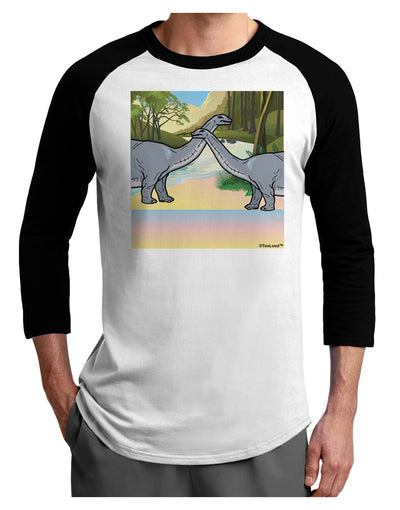 Diplodocus Longus - Without Name Adult Raglan Shirt-TooLoud-White-Black-X-Small-Davson Sales