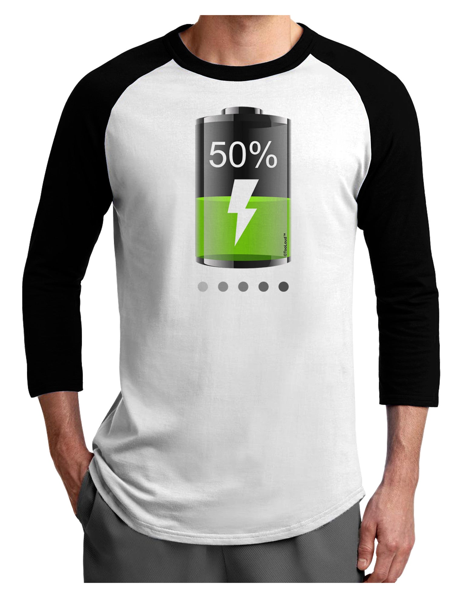 Half Energy 50 Percent Adult Raglan Shirt-Raglan Shirt-TooLoud-White-Black-X-Small-Davson Sales