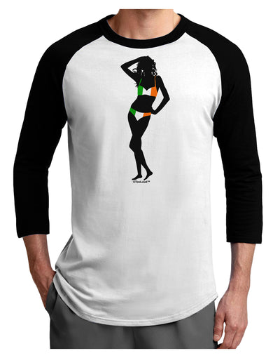 Irish Flag Bikini Shadow Adult Raglan Shirt by TooLoud-TooLoud-White-Black-X-Small-Davson Sales
