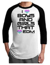 I Heart Boys and Girls That Heart EDM Adult Raglan Shirt-TooLoud-White-Black-X-Small-Davson Sales