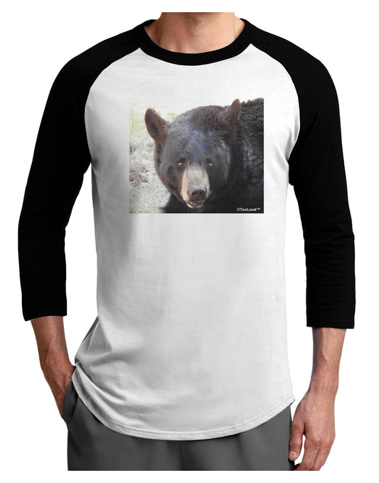 Staring Black Bear Adult Raglan Shirt-Raglan Shirt-TooLoud-White-Black-X-Small-Davson Sales