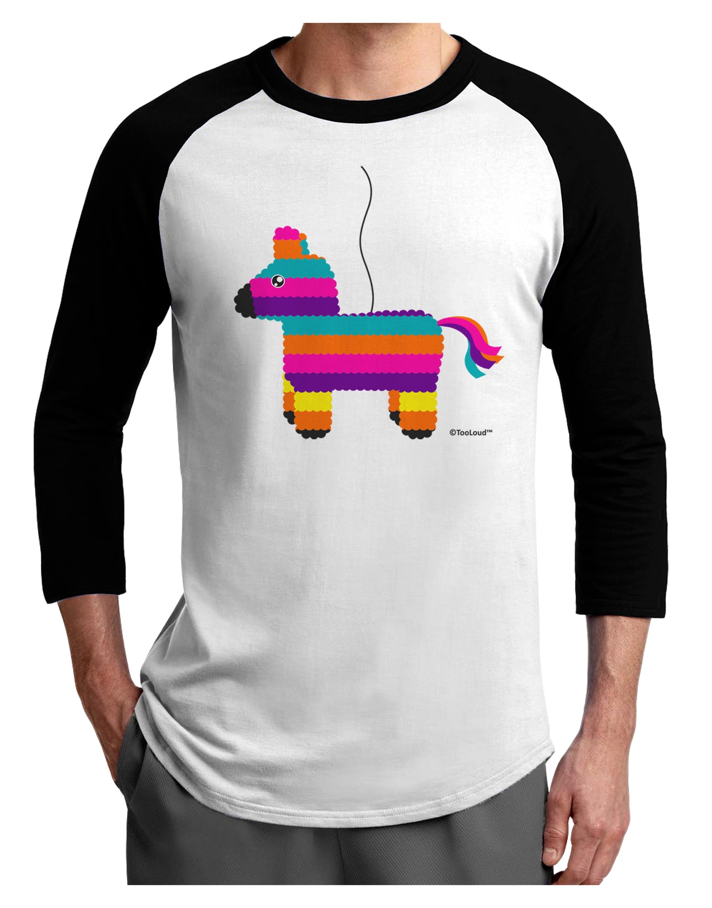 Colorful Hanging Pinata Design Adult Raglan Shirt by TooLoud-TooLoud-White-Black-X-Small-Davson Sales