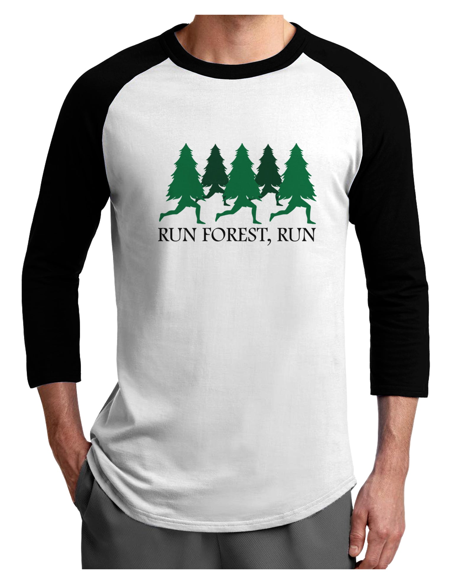 Run Forest Run Funny Adult Raglan Shirt by TooLoud-TooLoud-White-Black-X-Small-Davson Sales