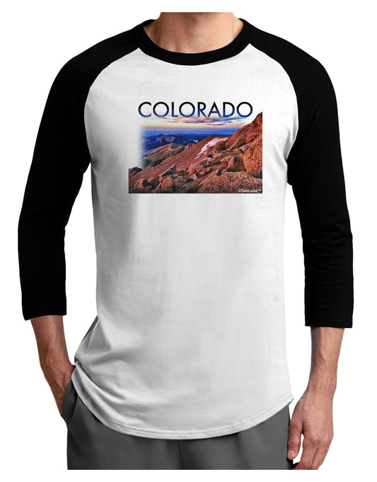 Colorado Mtn Sunset Cutout Adult Raglan Shirt-Raglan Shirt-TooLoud-White-Black-X-Small-Davson Sales