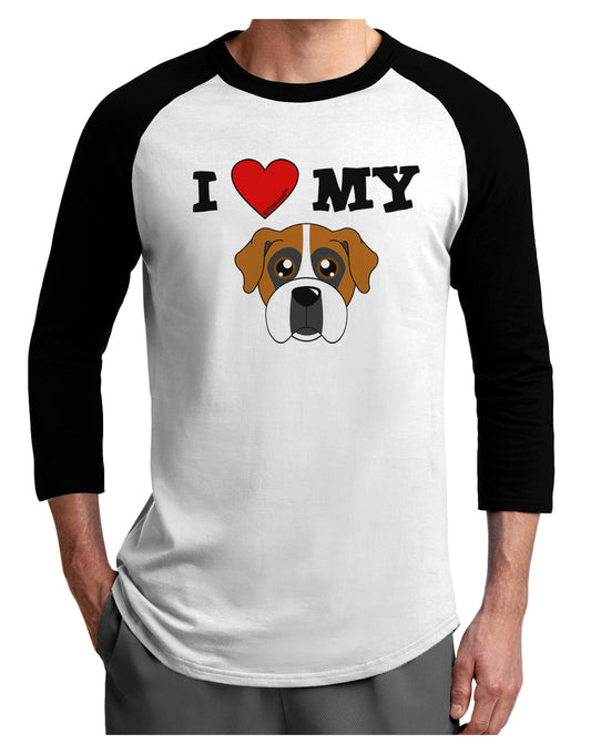 I Heart My - Cute Boxer Dog Adult Raglan Shirt by TooLoud-Raglan Shirt-TooLoud-White-Black-X-Small-Davson Sales