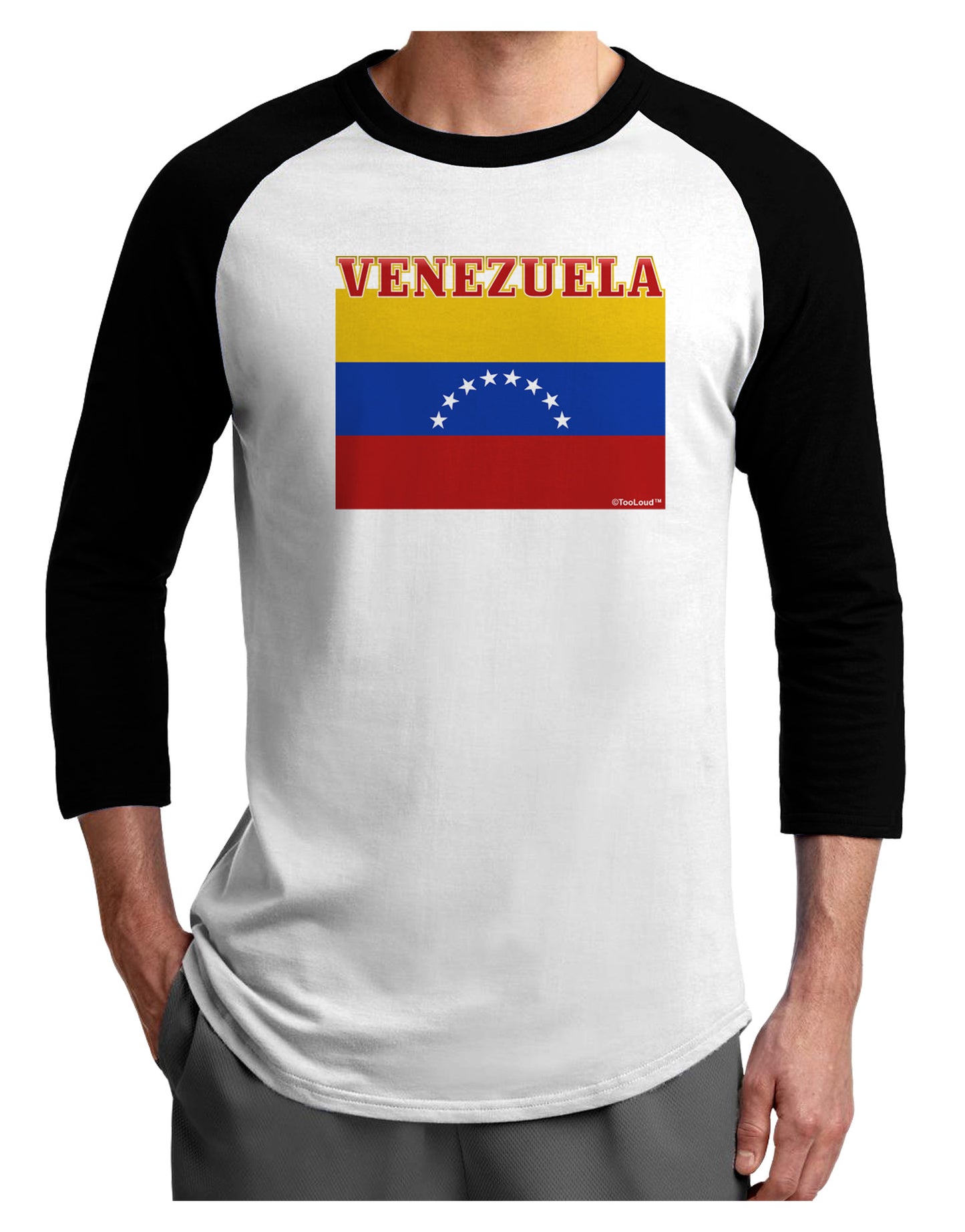 Venezuela Flag Adult Raglan Shirt-Raglan Shirt-TooLoud-White-Black-X-Small-Davson Sales