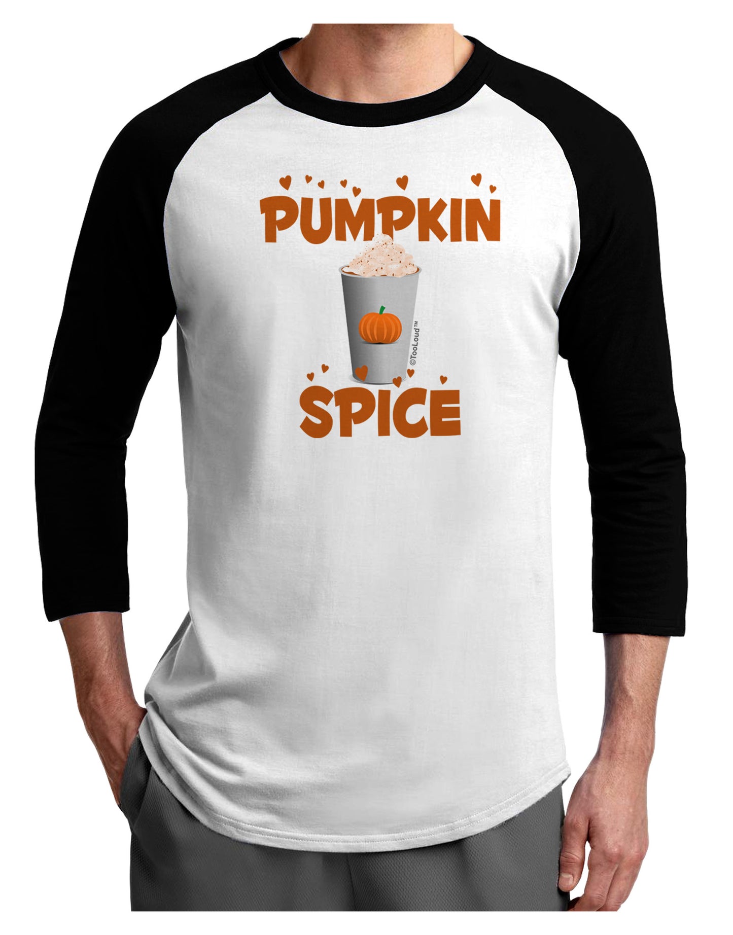 Pumpkin Spice Latte Hearts Adult Raglan Shirt-Raglan Shirt-TooLoud-White-Black-X-Small-Davson Sales