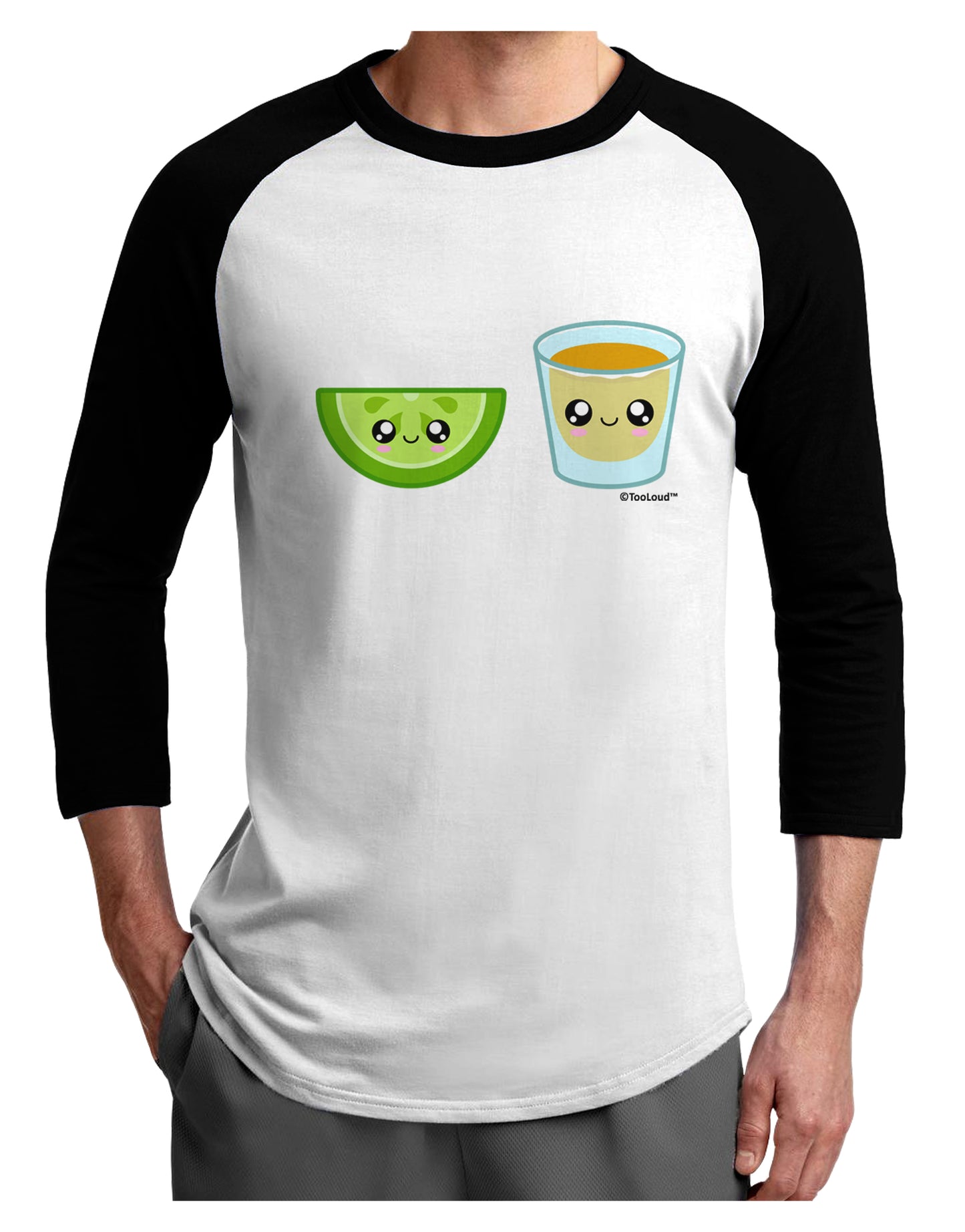 Cute Tequila Shot and Lime Wedge Adult Raglan Shirt by TooLoud-TooLoud-White-Black-X-Small-Davson Sales