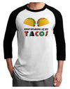 Stop Staring At My Tacos Adult Raglan Shirt-TooLoud-White-Black-X-Small-Davson Sales