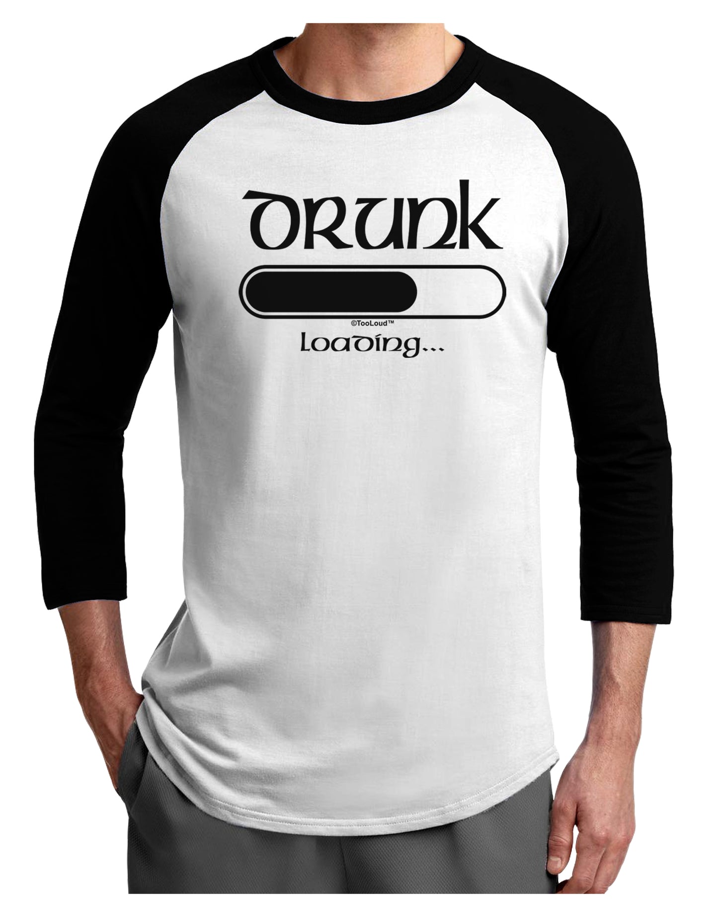 Drunk Loading Bar Adult Raglan Shirt by TooLoud-TooLoud-White-Black-X-Small-Davson Sales