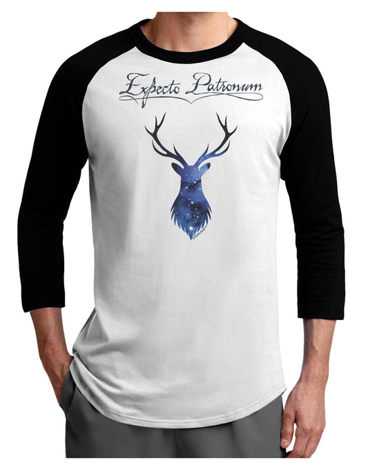 Expecto Patronum Space Stag Adult Raglan Shirt-Raglan Shirt-TooLoud-White-Black-X-Small-Davson Sales