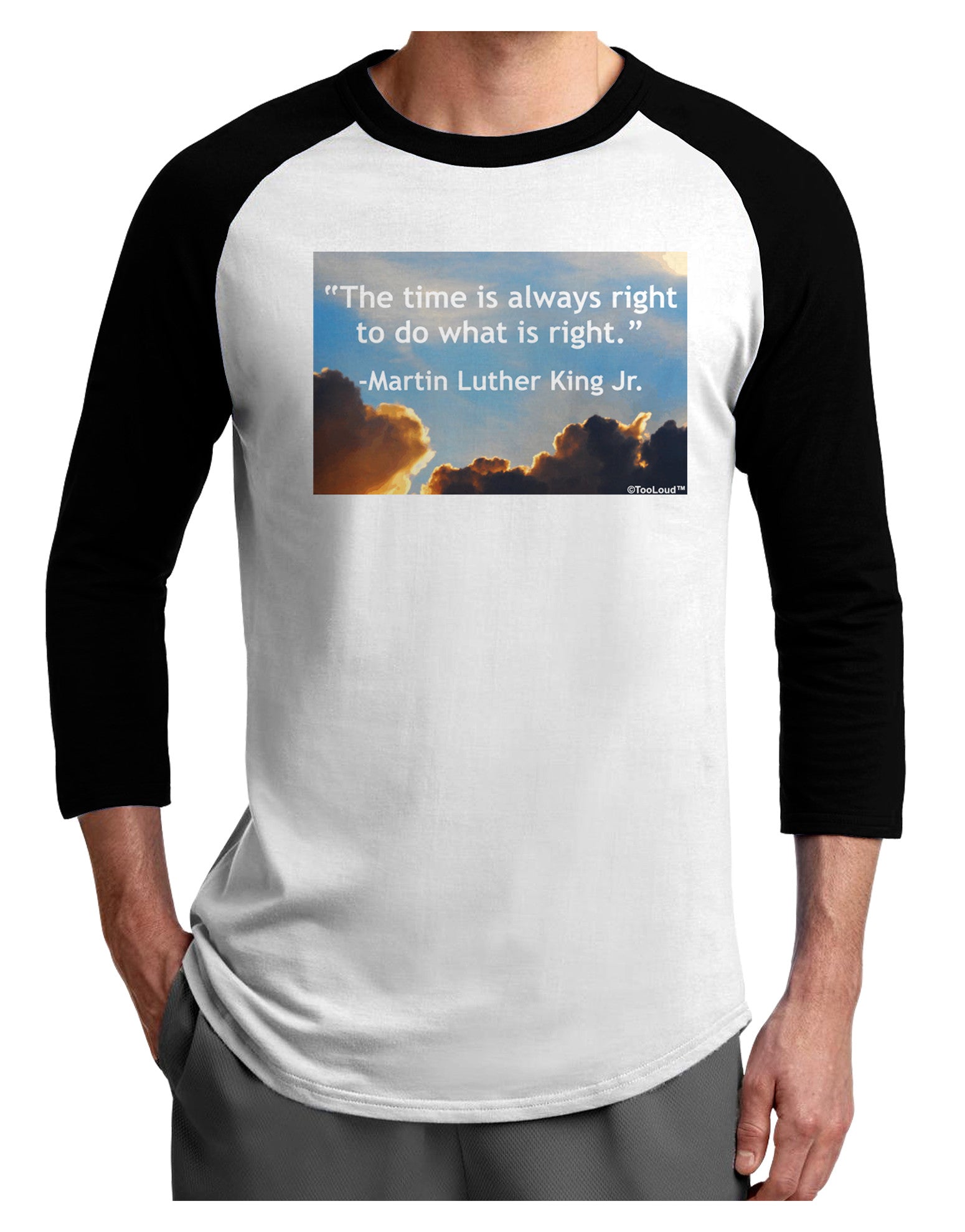 The Time Is Always Right Adult Raglan Shirt-TooLoud-White-Black-X-Small-Davson Sales