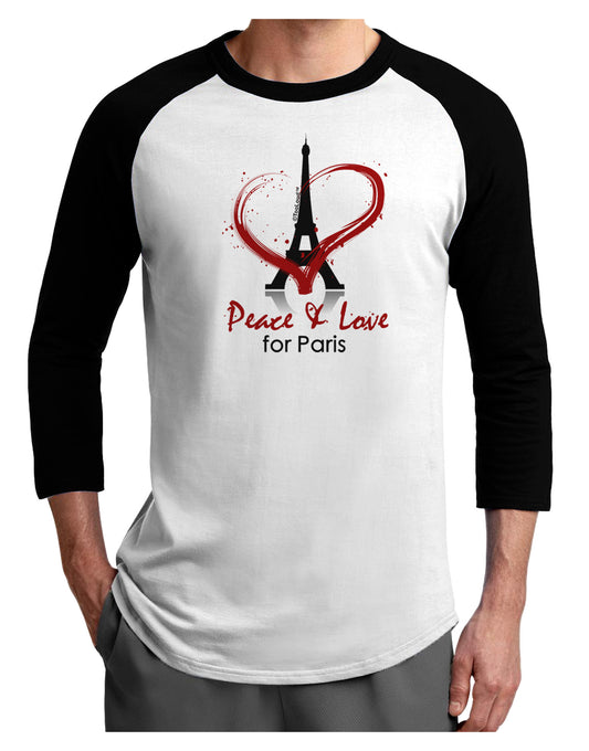 Peace & Love For Paris Adult Raglan Shirt-Raglan Shirt-TooLoud-White-Black-X-Small-Davson Sales