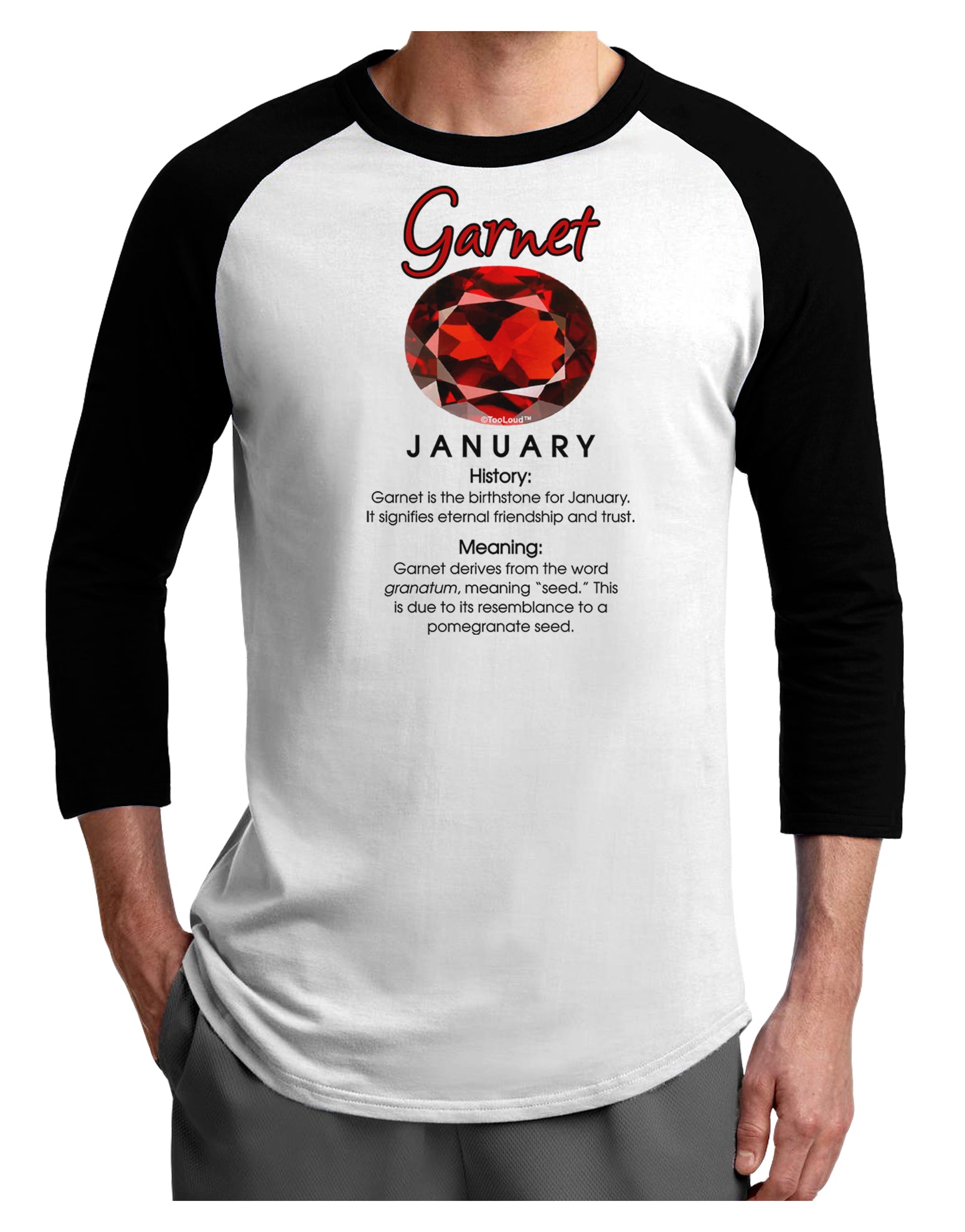Birthstone Garnet Adult Raglan Shirt-Raglan Shirt-TooLoud-White-Black-X-Small-Davson Sales