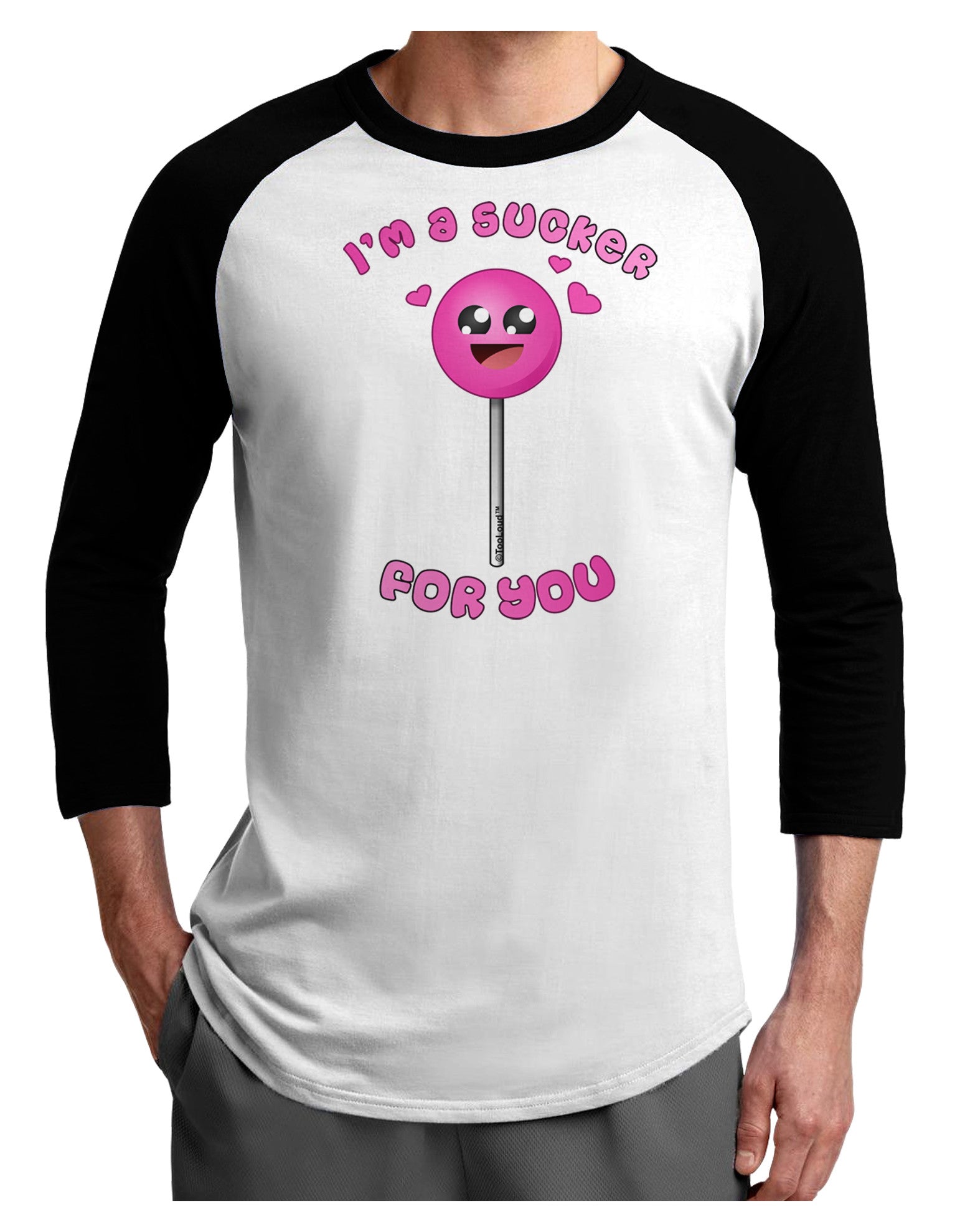 Sucker For You Adult Raglan Shirt-Raglan Shirt-TooLoud-White-Black-X-Small-Davson Sales