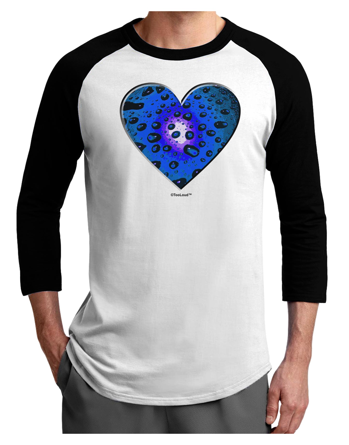 Water Droplet Heart Blue Adult Raglan Shirt by TooLoud-TooLoud-White-Black-X-Small-Davson Sales