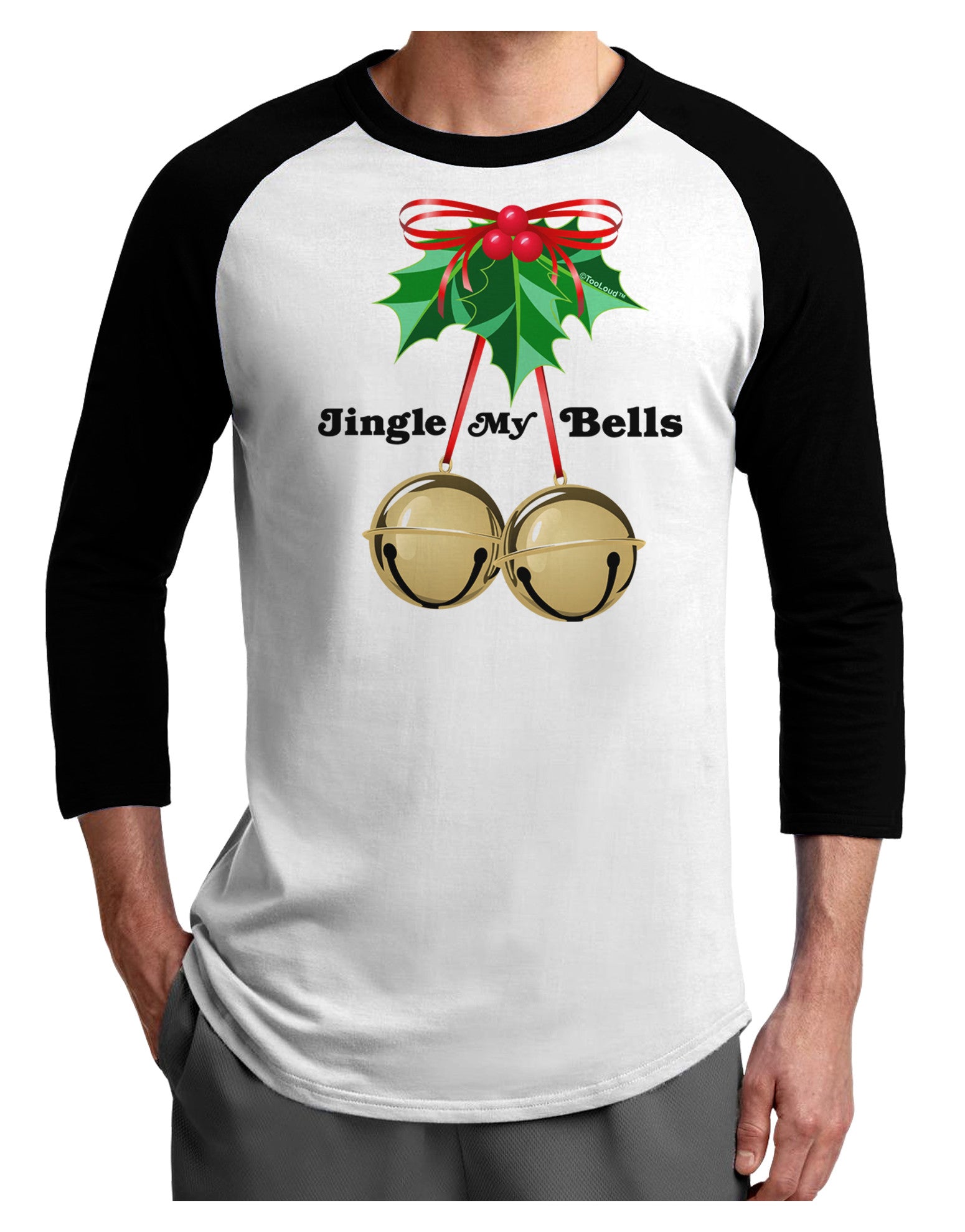 Jingle My Bells Adult Raglan Shirt-Raglan Shirt-TooLoud-White-Black-X-Small-Davson Sales