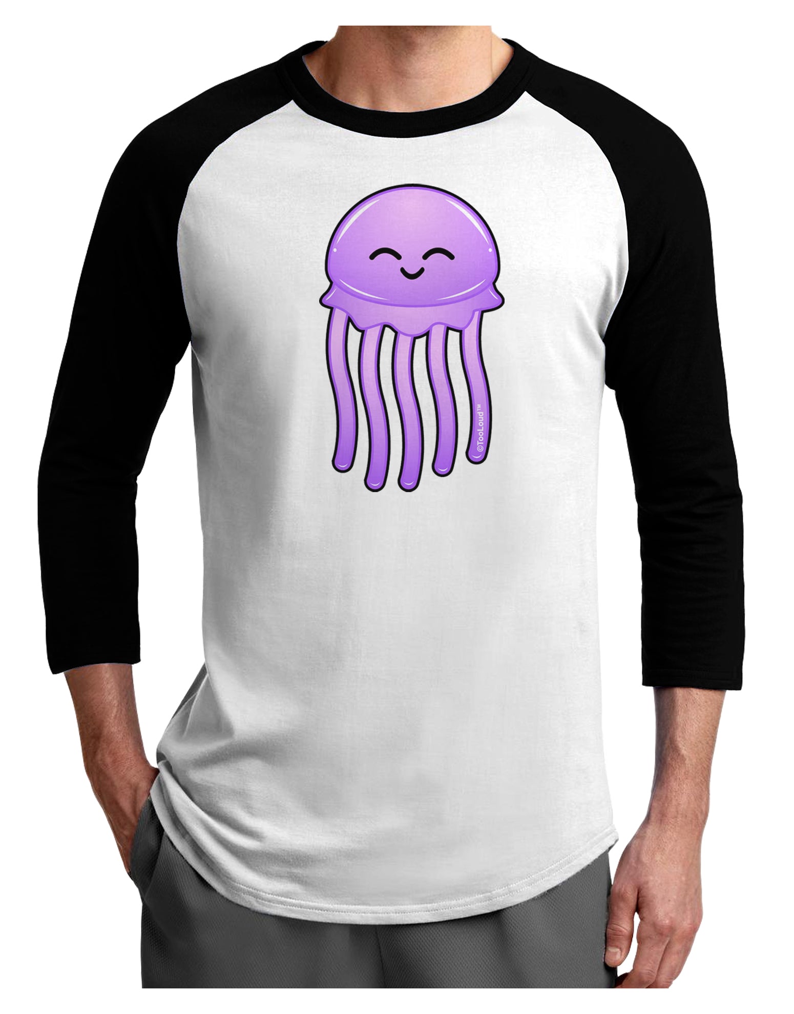 Cute Jellyfish Adult Raglan Shirt by TooLoud-TooLoud-White-Black-X-Small-Davson Sales